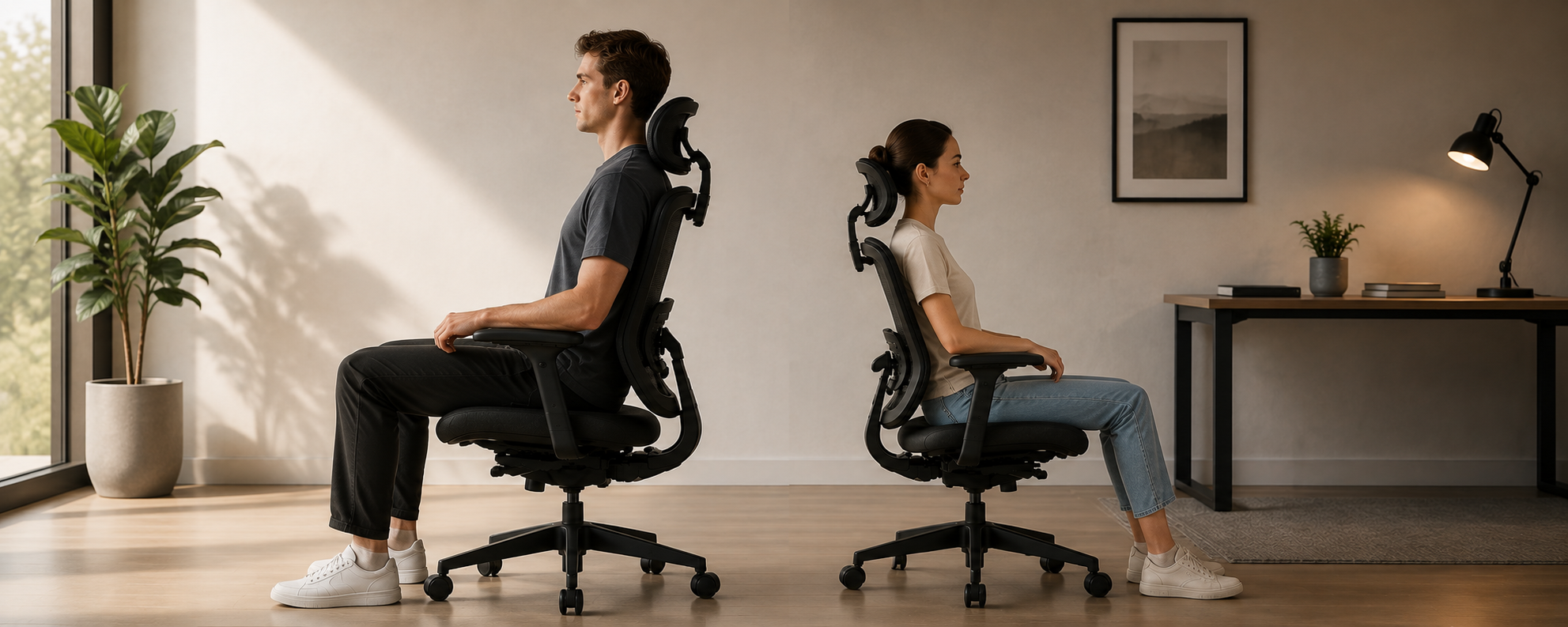 Silla ergonómica ajustada según altura y peso del usuario